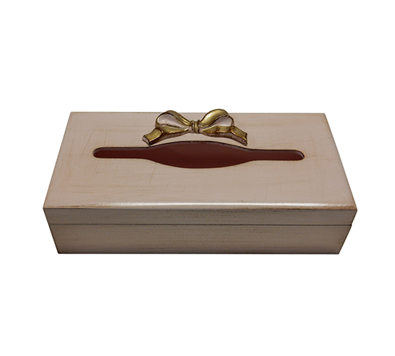 Rect Kleenex Box 89 000 W/ Bow Gold